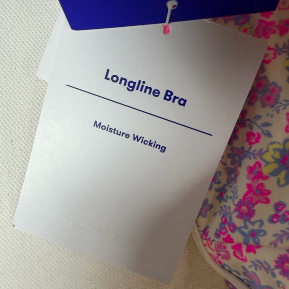 JoyLab Women's Floral Print Piped Longline Sports Bra, Pink - All Sizes - Picture 7 of 15